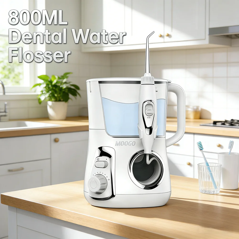 

Professional Home Dental Water Jet Flosser, Tabletop 10-Mode Oral Care Spa Device with 5 Replacement Nozzles, Teeth Cleaning Irr
