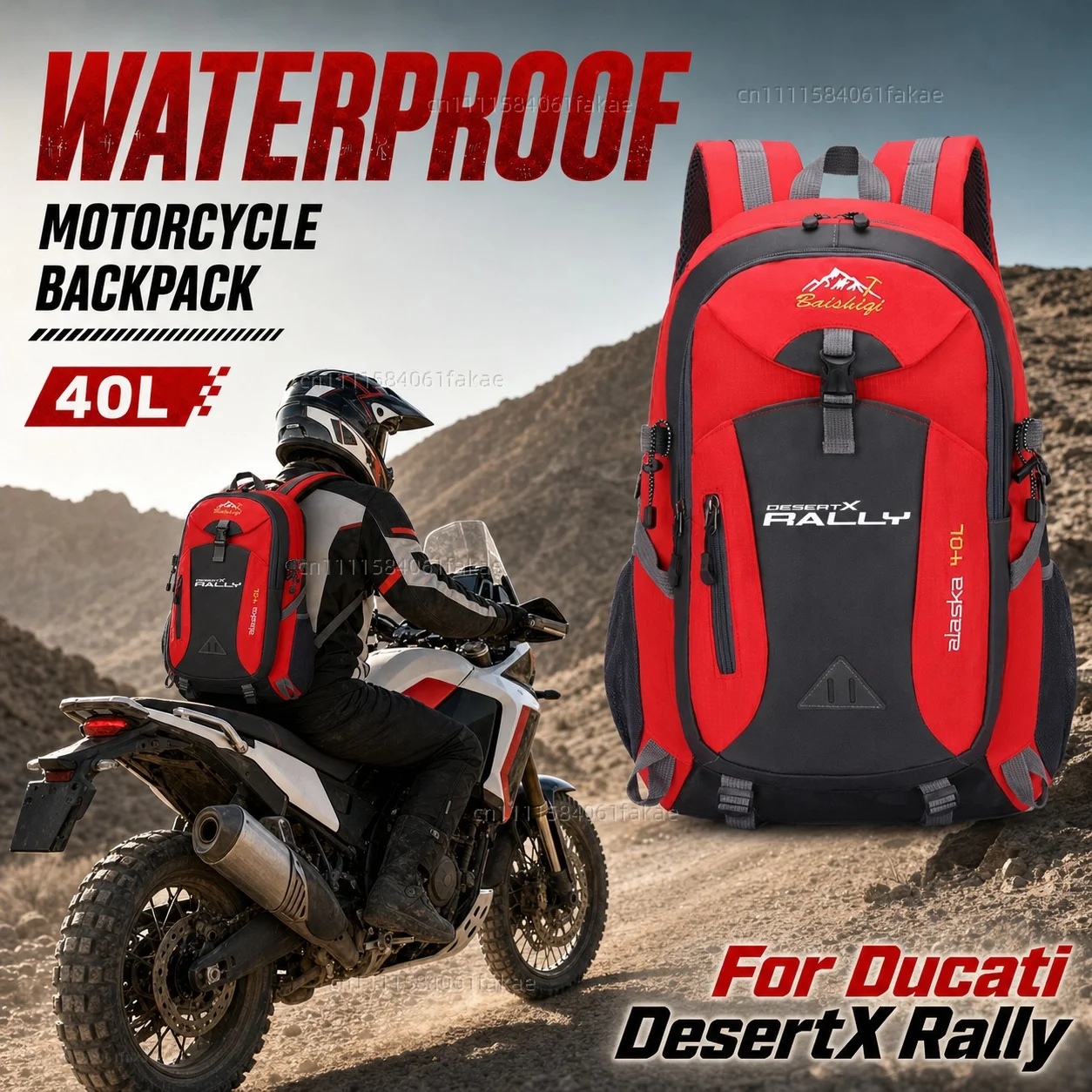 

For Ducati DesertX DESERTX Desert X DESERT-X 2026 Motorcycle Backpack 40L Waterproof Travel Backpack Outdoor Hiking Camping