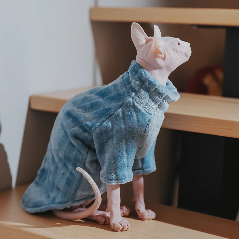 

New Fashion Sphynx Cat Clothing Pet Costume Hairless Cats Plush Pullover Sweater Jacket Winter Thickening Warm Coat Outwear