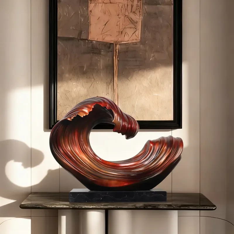 Modern Art Deco Geometry Sculpture Handmade Metal Handicraft Resin & Marble Home Decoration for Living Room Hotel Lobby