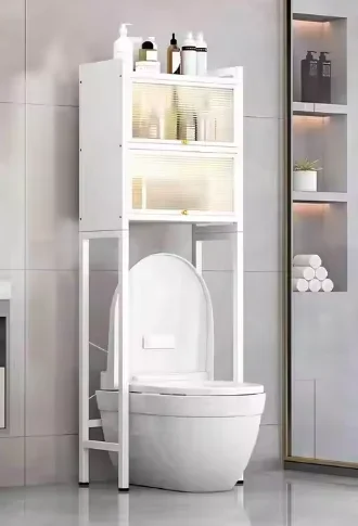 High-Quality Practical Over-Toilet Storage Cabinet Space-Saving Bathroom Organizer Great for Storing Toiletries Above Toilet
