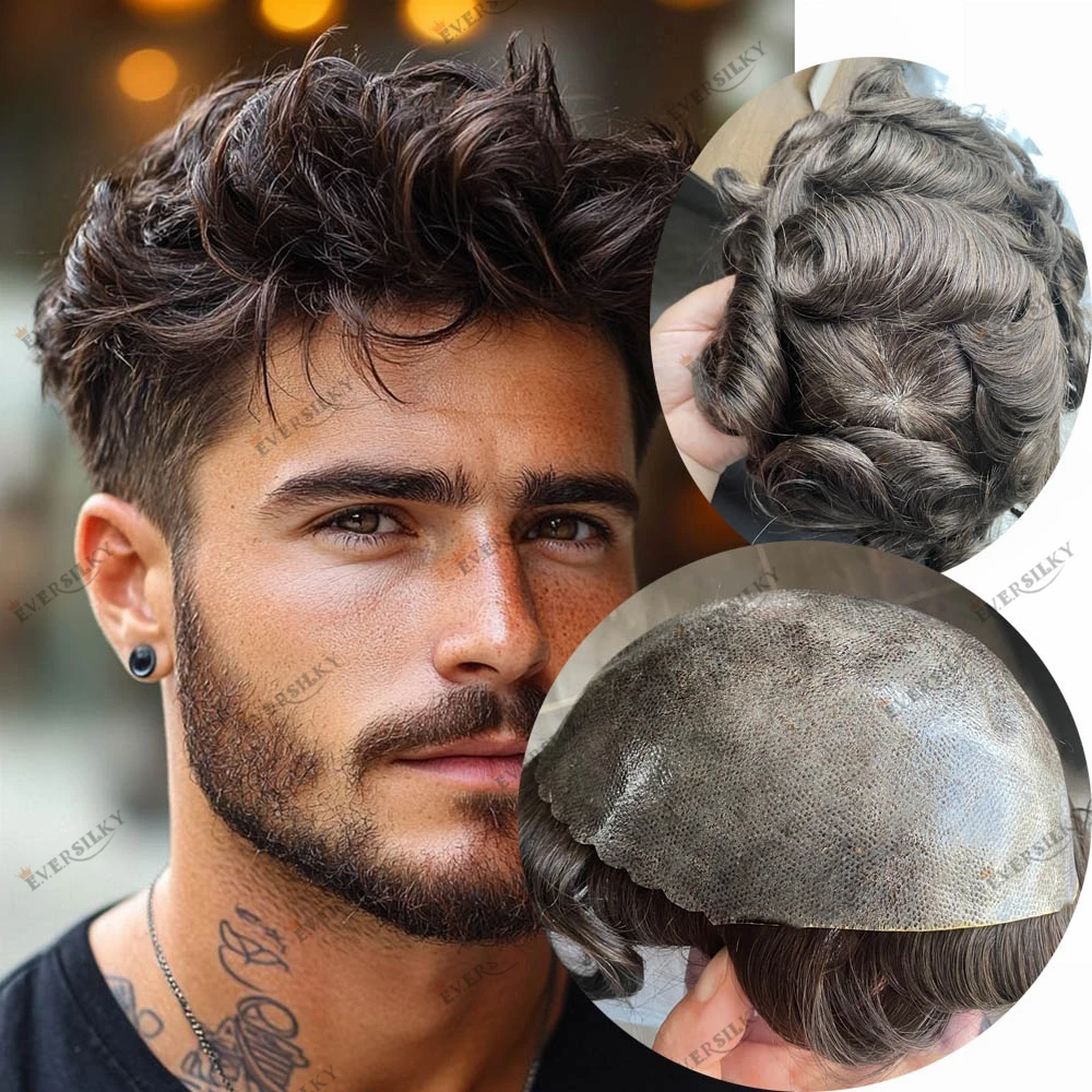 

Самый прочный парик из натуральных волос (0,12 мм, 5 дюймов) для мужчин с выпадением волос, самый дешевый, на основе инъекционного полиуретана и силикона, протез из волос Реми