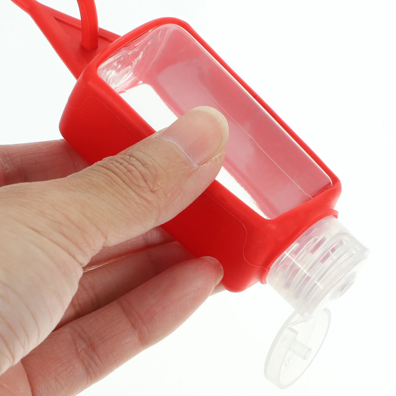 4 قطع من زجاجات اليد البلاستيكية ذات الأكمام السيليكونية 30 مل، حاويات سائلة للسفر مقاومة للتسرب، حاويات تخزين خالية من الغسيل #5