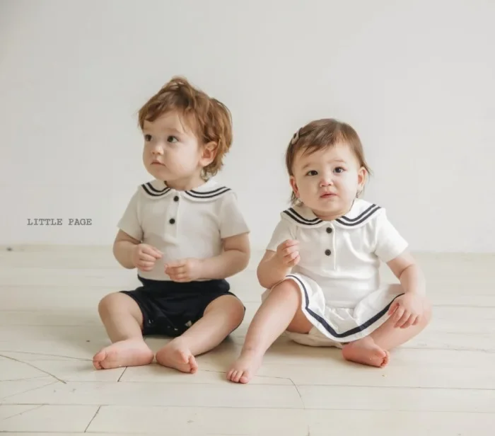 Newborn Photography Romper for Baby Birthday Dress Girls Navy Baby Clothes for Twins Boy and Girl Jumpsuit Oneies Bodysuit