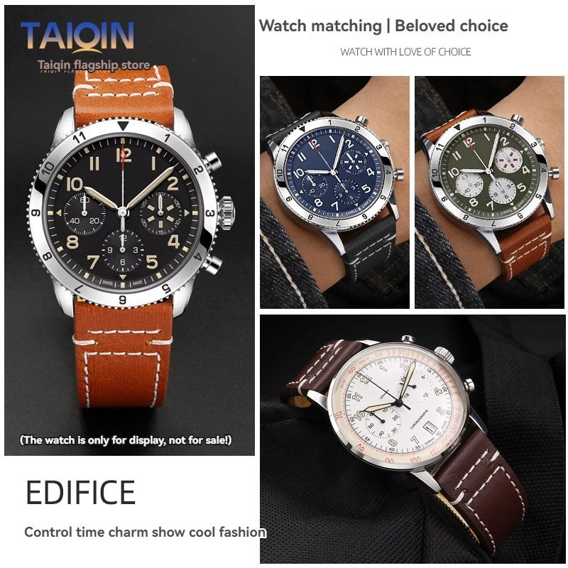22mm Italy Genuine leather skin watchband For Breitling Legendary Aviation CLASSIC AVI P-51 MUSTANG Watch strap Men's bracelet - view 2