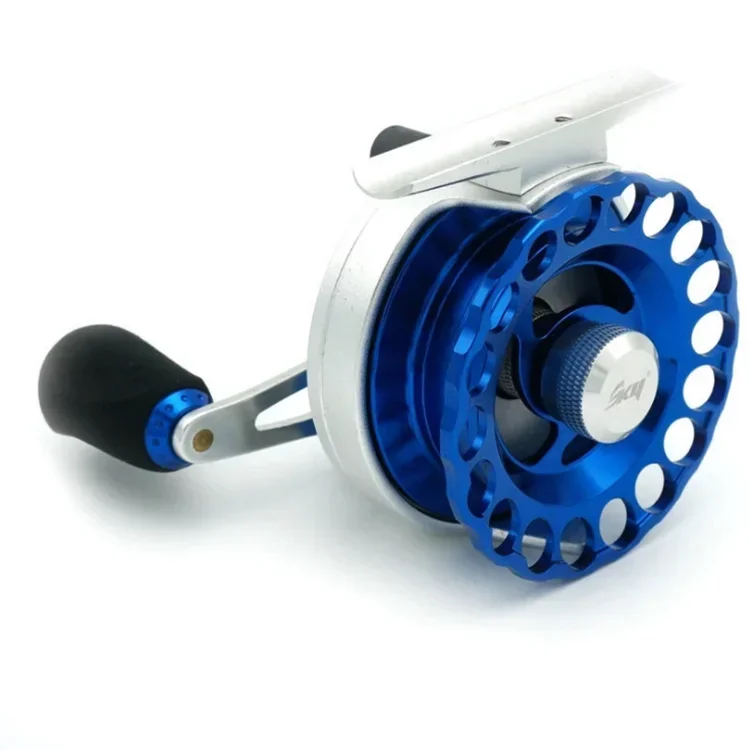 

Blue and Red Fly Wheel Front Fishing Spinning Wheel Left Hand and Right Hand Interchangeable