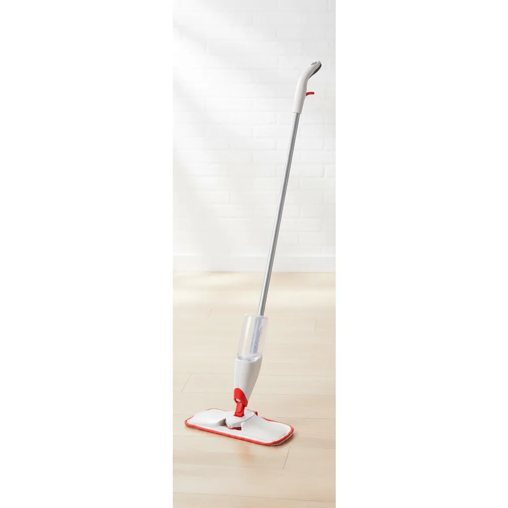 

Smart Microfiber Spray Mop with Slide-Out Scrubber for Easy Floor Cleaning - Red/White