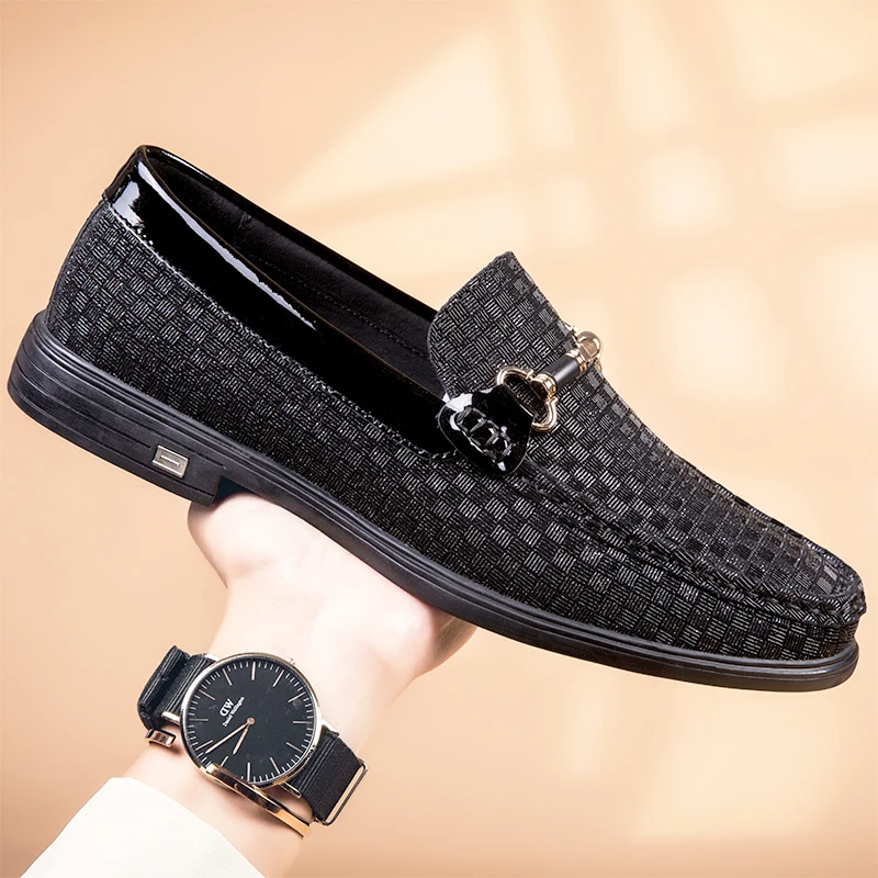 Loafers Men Business Leather Elevator Shoes Man Height Increase Insole 4.5CM Black British Lift