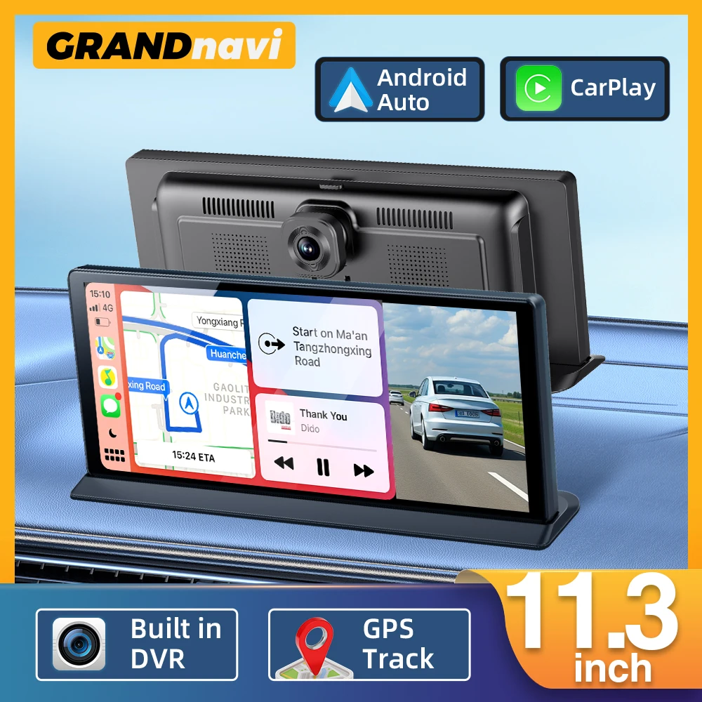 

11.3 inch Car DVR 4K Camera Wireless Carplay Android auto Touch Screen Dash Cam Dual Len Video Recorder GPS Navigation Dashboard