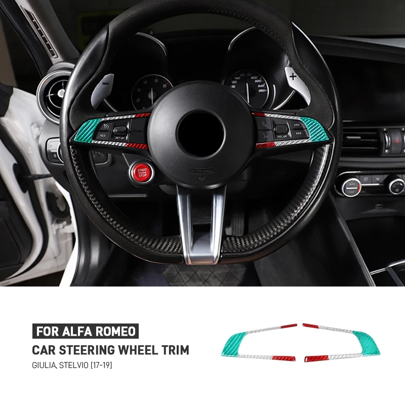 

Настоящее углеродное волокно для Alfa Romeo Giulia Stelvio 2017-2019, декоративная наклейка на панель рулевого колеса автомобиля, аксессуары для интерьера