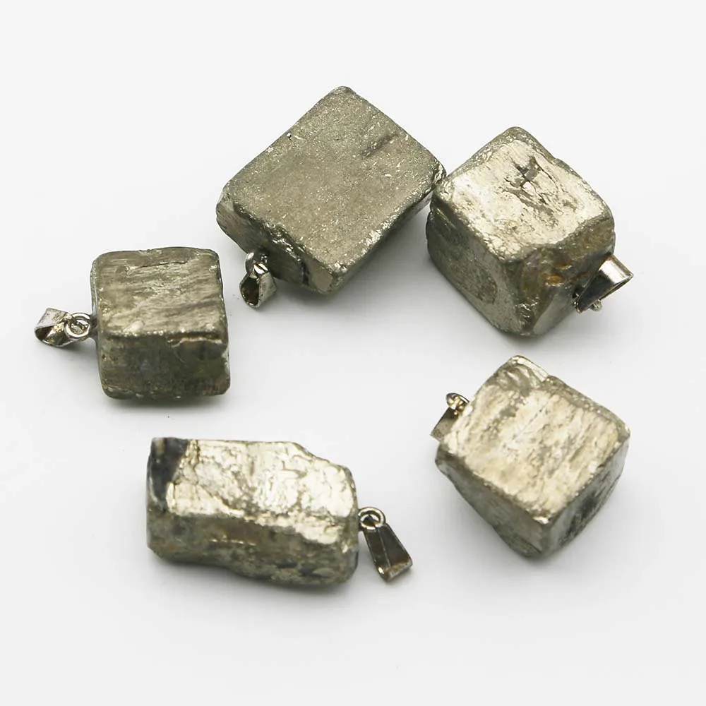 Selling Natural Raw Ore Pyrite Irregular Pendants Mineral Healing Necklace Reiki Charms Jewelry Accessories Gift Wholesale 10Pcs