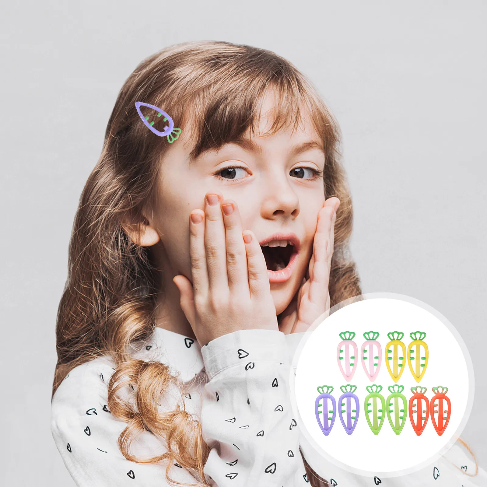 

5Pairs Kids Carrot Hair Clips Cute Cartoon Small Clamp Baby Girl Non-Slip Hairpins Spring Easter Food Themed Hair Barrettes