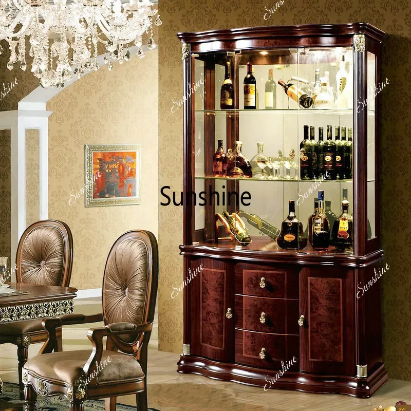Y.European style luxury living room wall glass door display TV side decoration cabinet
