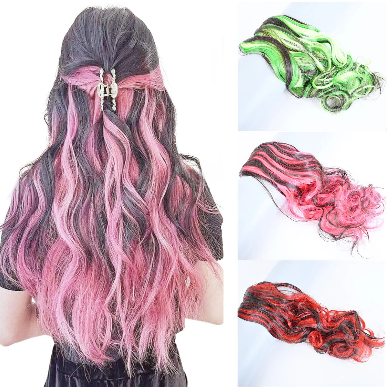 

Jeedou Выделенные шиньоны на клипсе для наращивания волос с 5 зажимами Цельные длинные волнистые синтетические волосы красного цвета фортепиано для женщин и дам