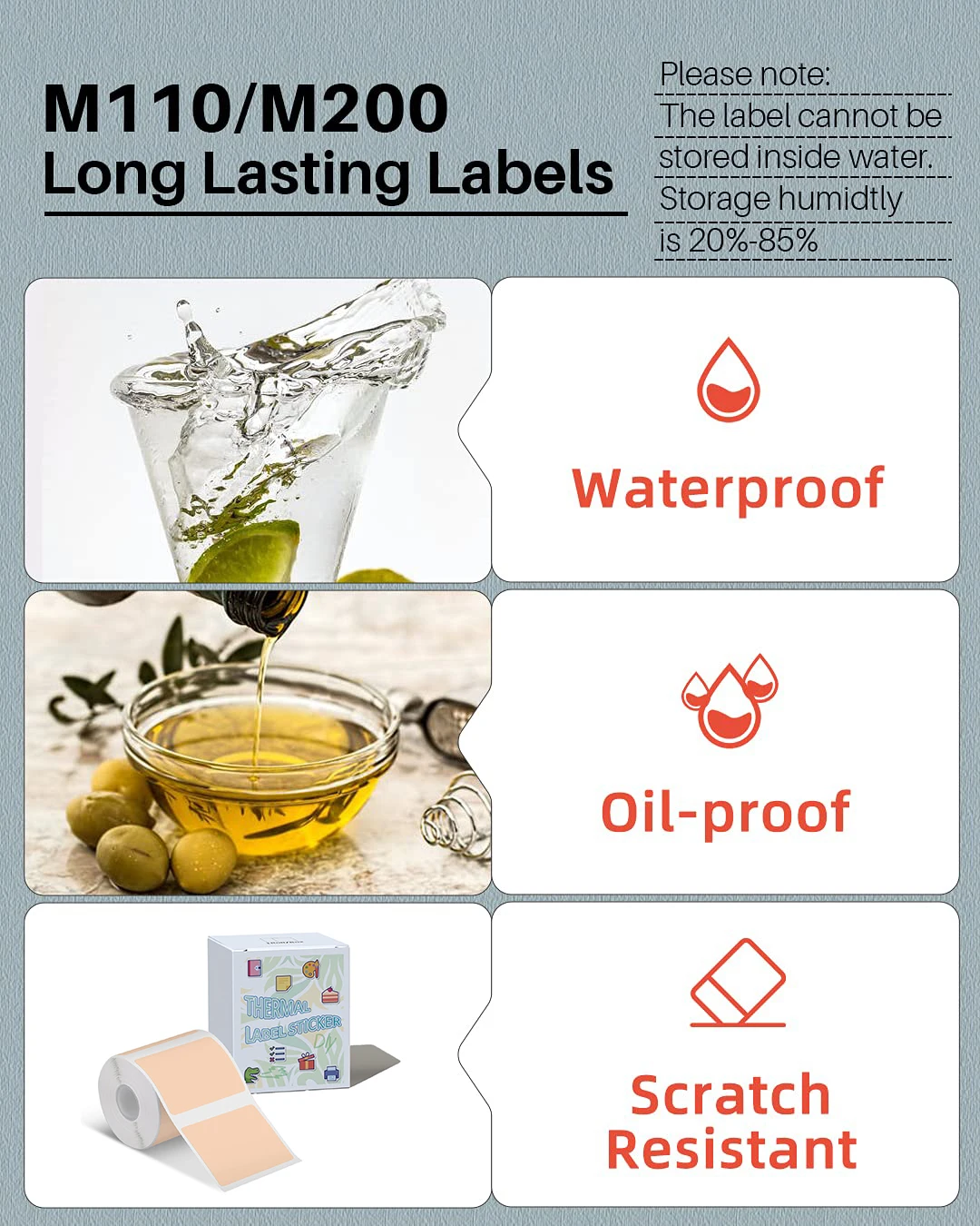 

Khaki Thermal Labels 40x30mm Self-Adhesive Waterproof - For M110/M110S Printers