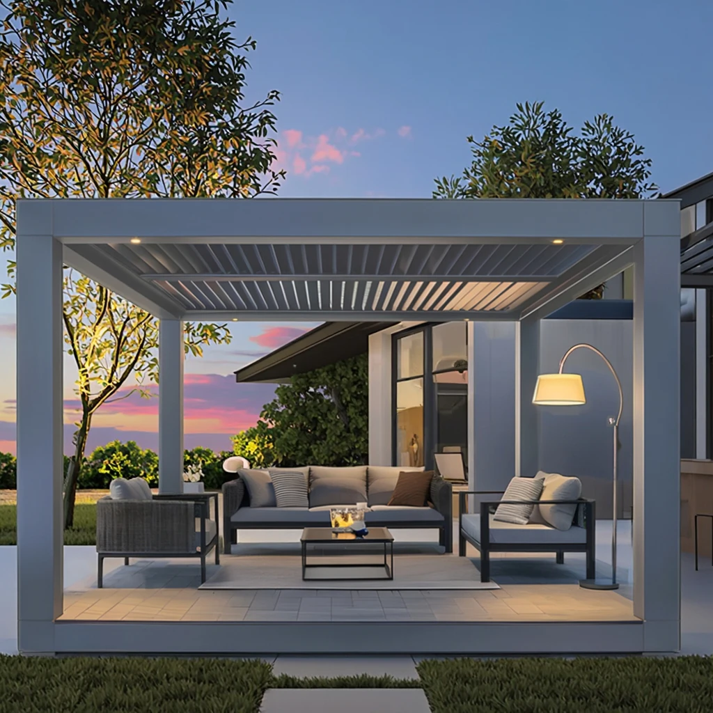 Customized ProductsOutdoor Pergola Motorized Luxury Aluminum Pergola with Waterproof Venetian Blinds