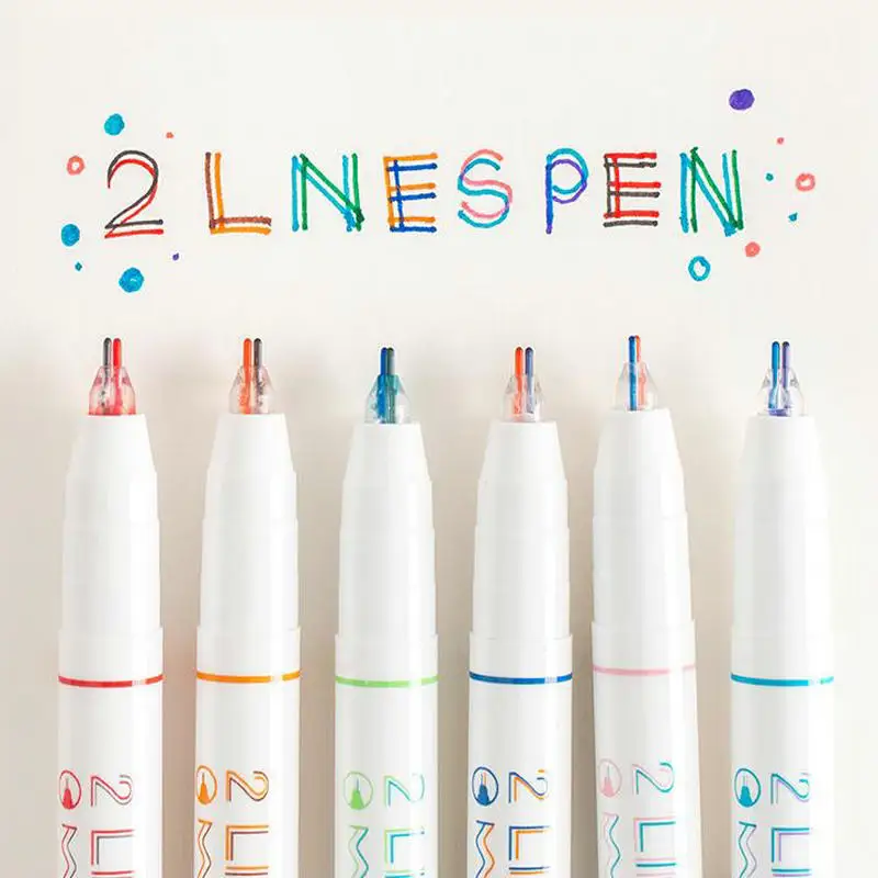 

Creative Color Fineliner 2 Lines Pen Liner Set Lettering Calligraphy Pen Set DIY Scrapbooking Out Line Pen