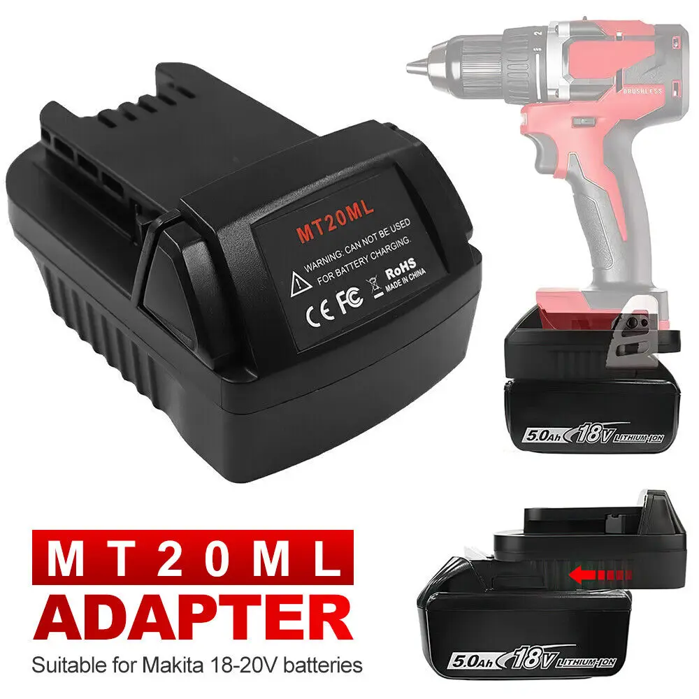 Adaptador Mt20ml para Makita Bateria Li-ion 18v Bl1830 Bl1860 Bl1815 Converter para Bateria de Lítio Milwaukee 18v
