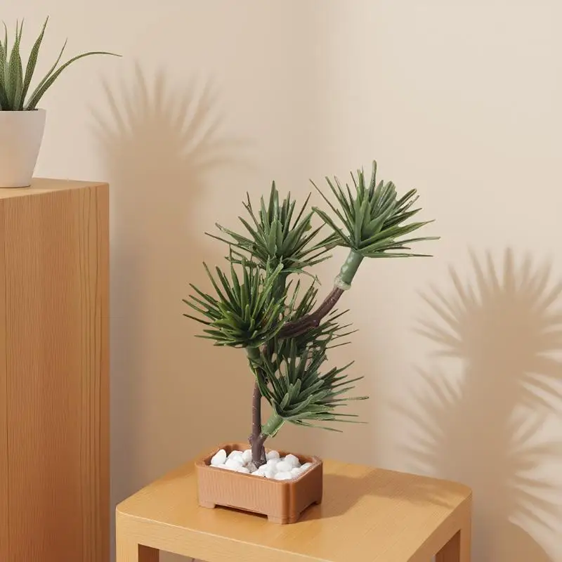 Single Pcs Tiny Garden Panorama Decor 1/12 Dollhouse Emulated Pine Shrub Bonsai Prototype Sight Decoration
