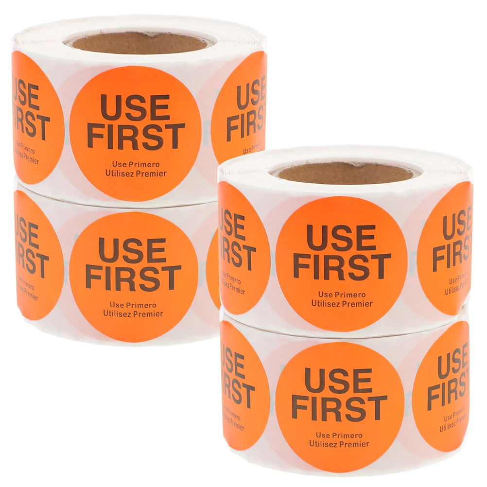 

4pcs 4 Rolls Inventory Control Labels Restaurant Food Stickers Use First Copper Plate Storage Organizer Safe Coated Paper