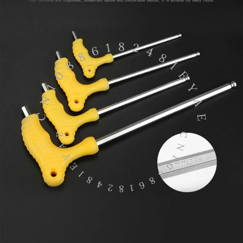 T-shaped Ball Head Hexagonal Wrench Single 2.5-10 Mm Plastic Handle Extended Metric Hexagonal Wrench Screwdriver