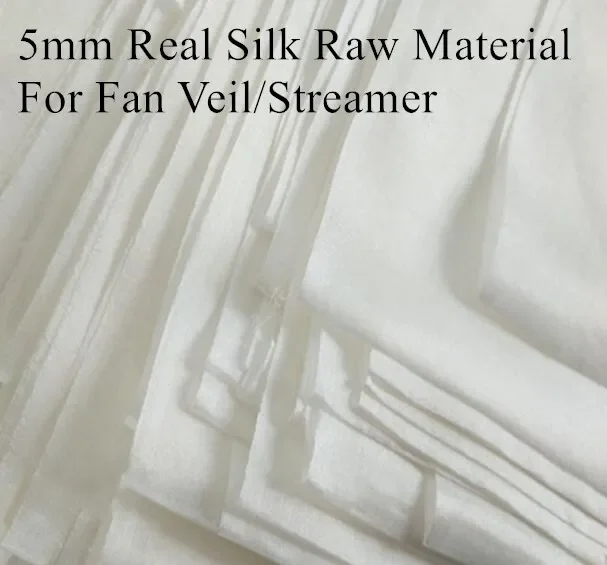 5 Mommes Habotai Worship Silk Raw Material Belly Dance Fan Veils Streamer Fabric DIY Material Pure White