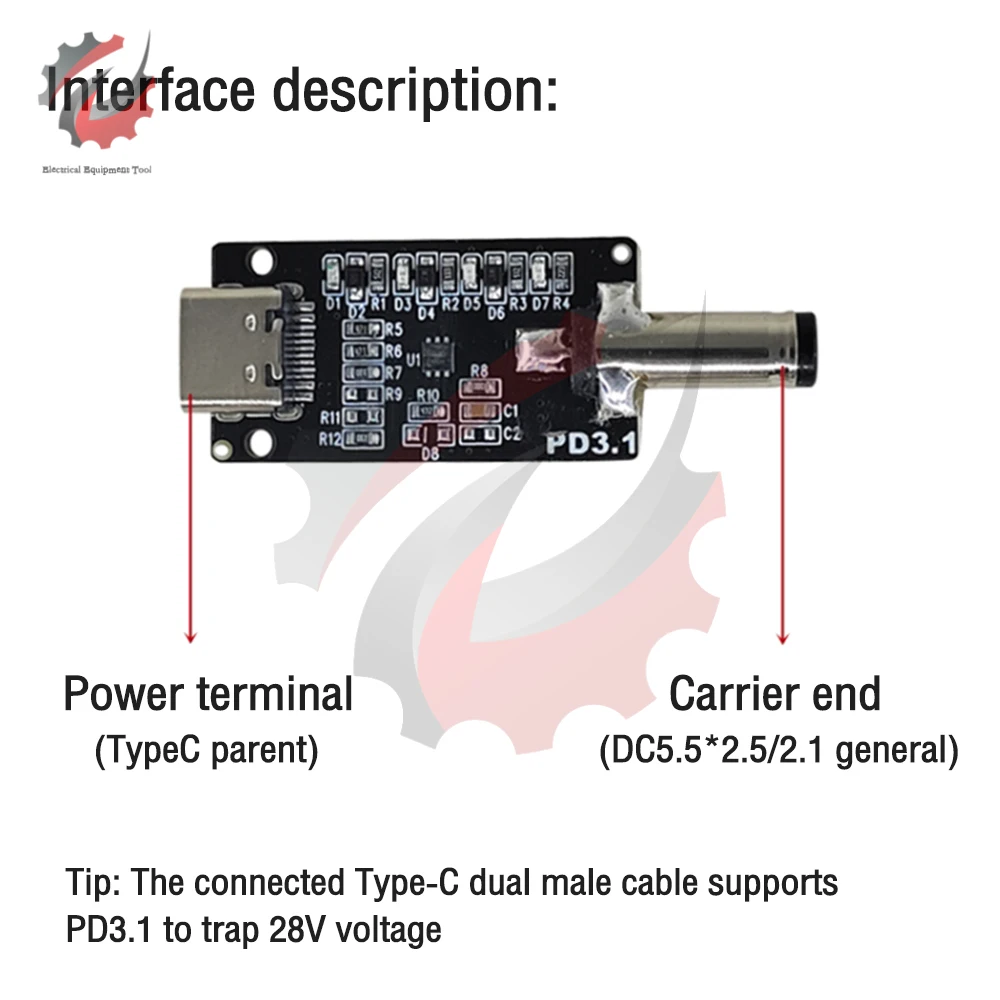 Type-C PD/QC2.0 3.0 PD3.1 to DC USB Decoy Fast Charge Trigger Poll Detector Charging Module Voltage Adjustable