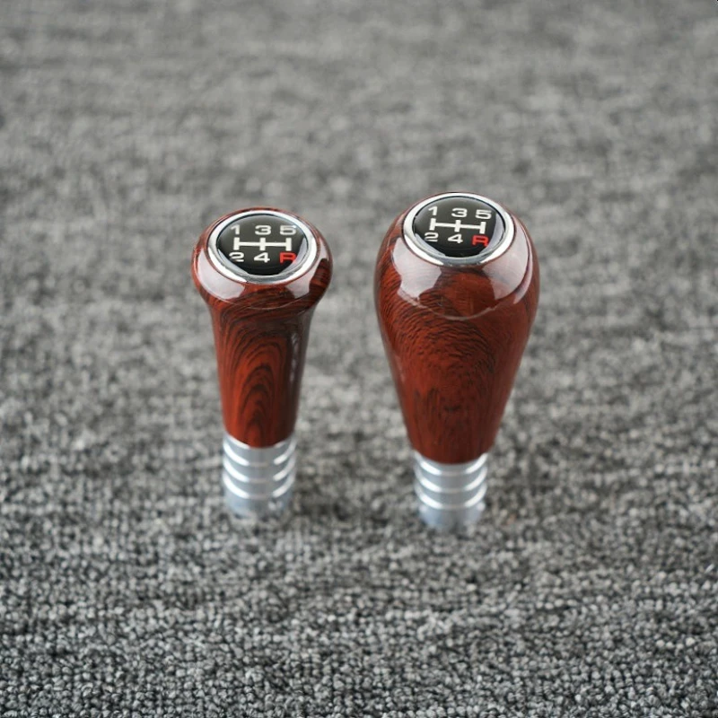 Universal 5-Speed Manual Gear Shift Knob Aluminum Alloy Wood Grain Modified Car Accessory 2 Shapes Optional All-Season Fit