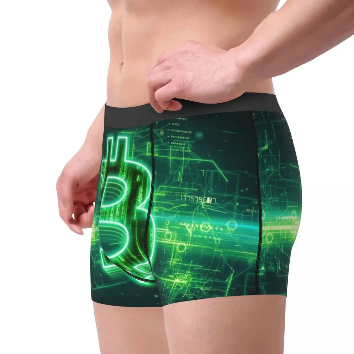 Bitcoin Virtual Encrypted Digital Currency Green Underpants Cotton Panties Male Underwear Sexy Shorts Boxer Briefs