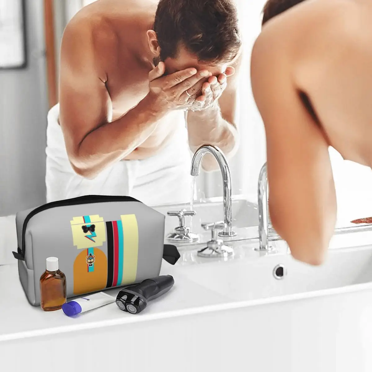 حقيبة مكياج جلامروك فريدي فزبير الترفيهية، منظم مستحضرات التجميل، مجموعة أدوات تخزين مستحضرات التجميل، حقيبة مستحضرات التجميل للنساء مقلمة