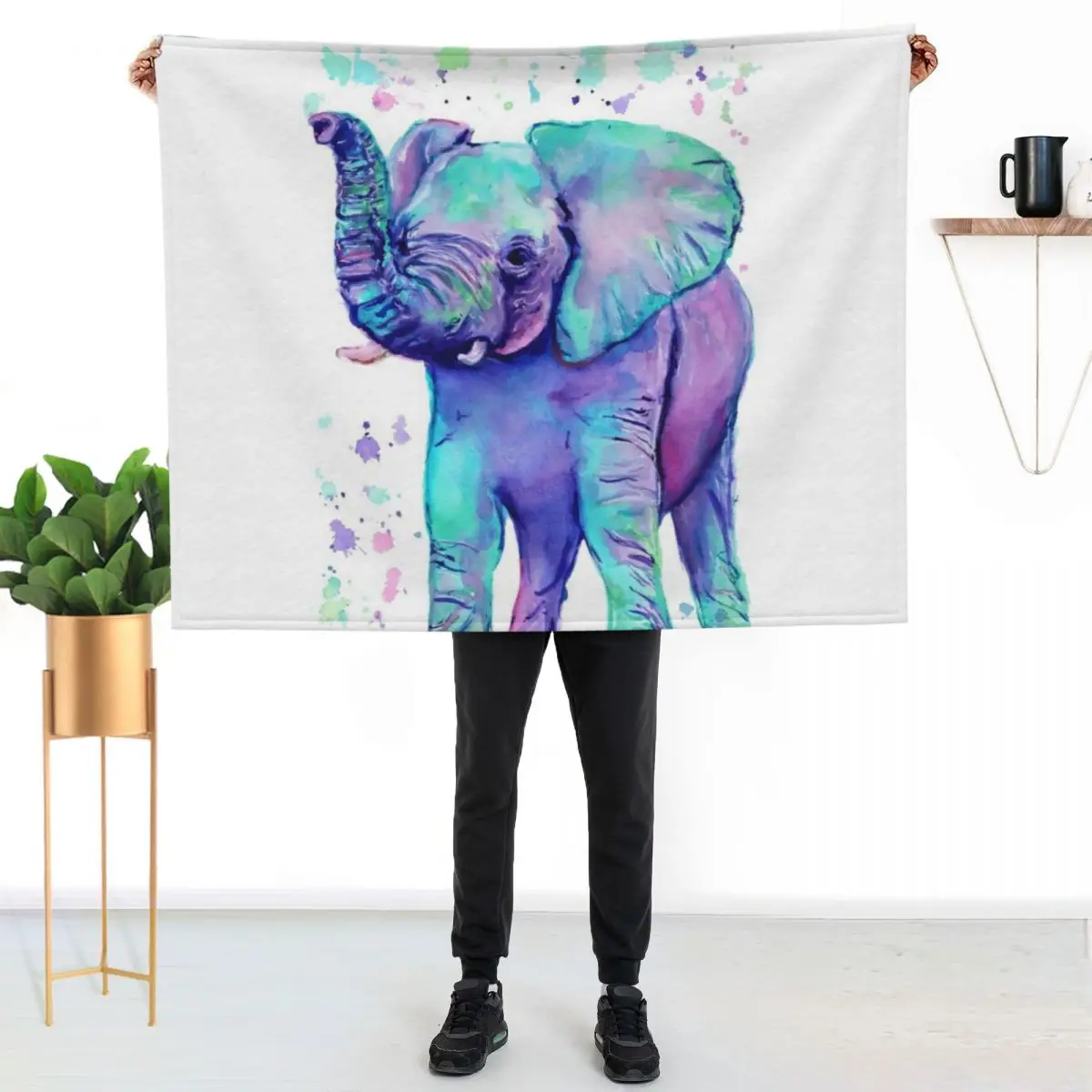Colourful Watercolour Elephant Throw Blanket Extra Large Throw christmas gifts Softest Sofa Quilt Luxury Stuffeds Blankets