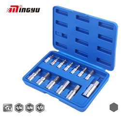 13pcs Hexagon Bit Socket Set H2-H14 Allen Key Hex Wrench Head Tool For Ratchet 1/4 3/8 1/2 inch Drive Screw Driver Bits