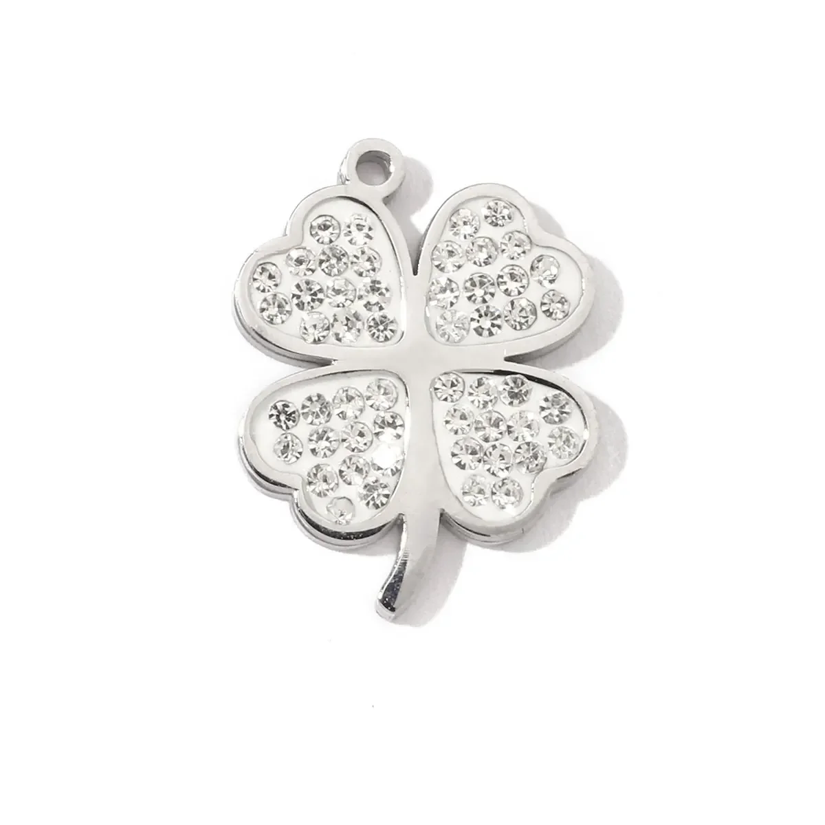 3pcs/Lot Trendy Stainless Steel Crystal Clover Four-leaf Lucky Charms Compass Ancient Coins Necklace DIY Small Pendant