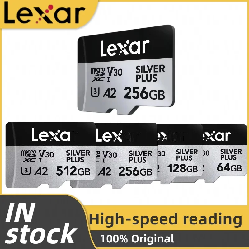 lexar-professional-silver-plus-microsdxc-uhs-i-メモリーカード-u3-a2-v3-4k-tfカード-64gb-128gb-256gb-ストレージカード-タブレット-ドローン用