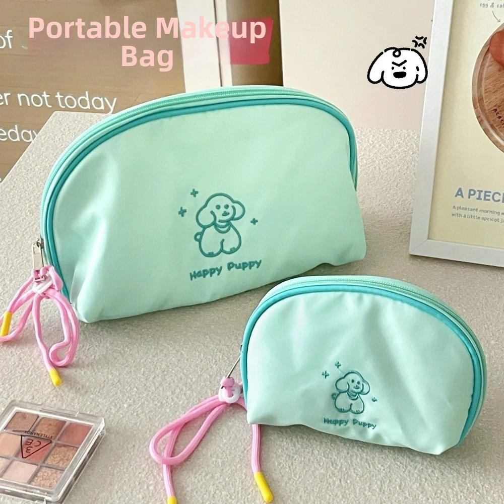 New Cute Puppy Makeup Bag Large Capacity Waterproof Canvas Storage Bag Lightweight Inner Pocket Travel Toiletry Bag Daily Use