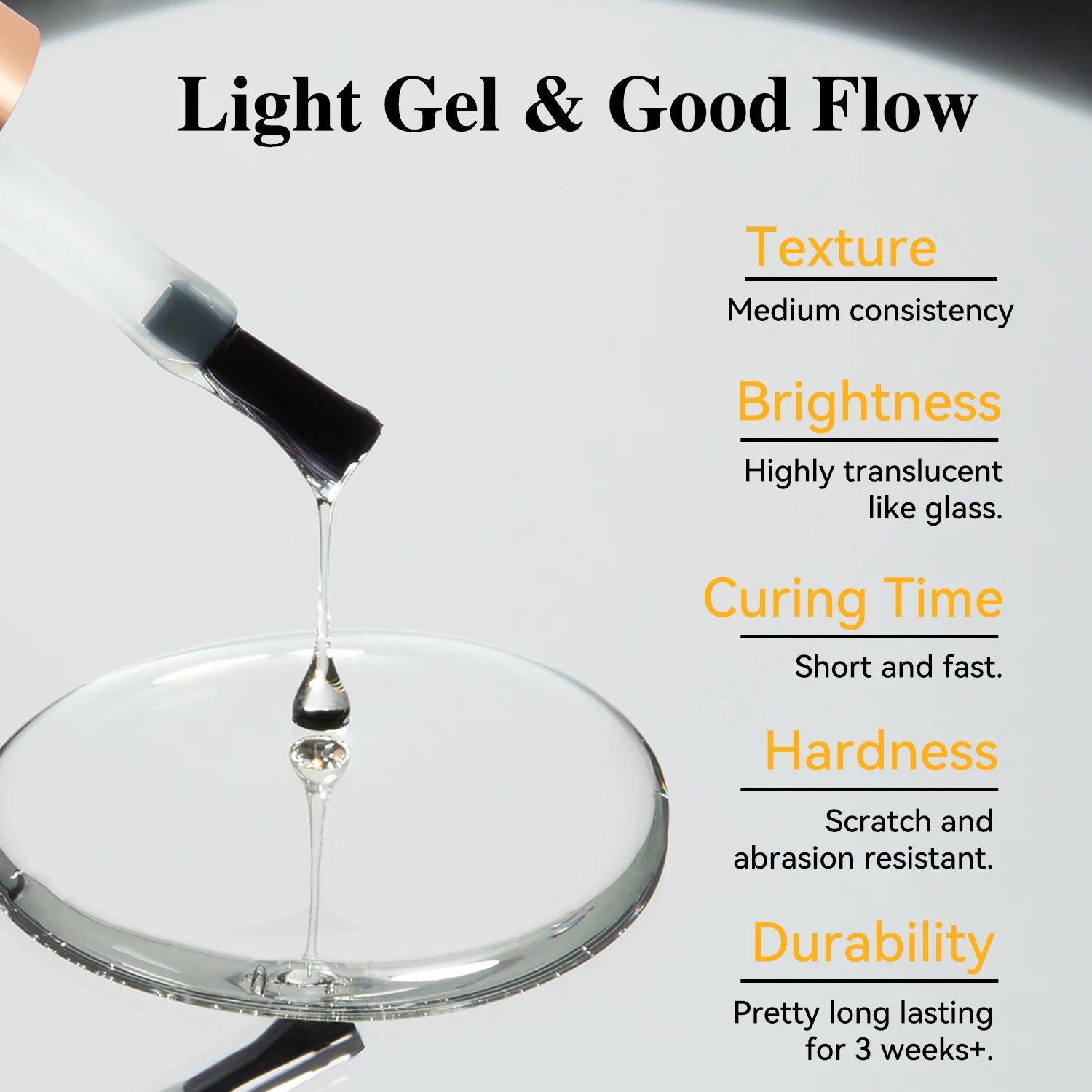 Vendeeni, nueva fórmula, arte de uñas, capa superior de cristal súper brillante de alta calidad, función de esmalte de uñas en Gel Uv NoWipe