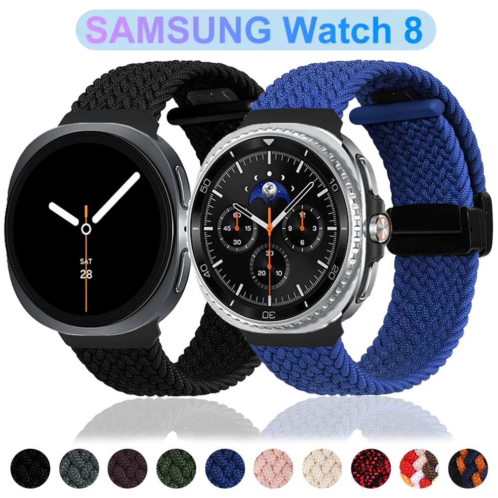 Nylon Sport gewebtes Magnetarmband für Samsung Galaxy Watch 8 40 mm 44 mm/8 Classic 46 mm atmungsaktives Band Armband Zubehör