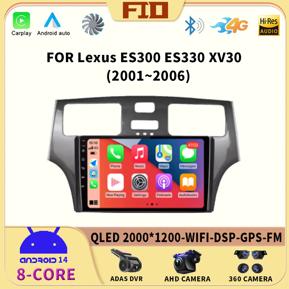 

For Lexus ES300 ES330 XV30 ES250 2001 - 2006 Car Radio Multimedia Video Player Android Auto Carplay GPS Stereo 2Din DVD