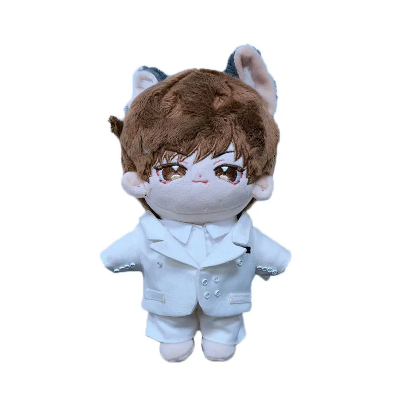 20cm Plush Doll Clothes Baby Clothes Star Doll Clothes Anime Cotton Doll Changing White Suit Three Piece Suit For Boy Doll Gift