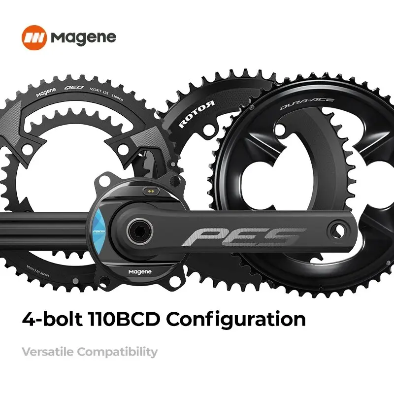 Magene MTB Road Bike Power Meter Crankset Chainring PES P505 Base 4 Bolt 110BCD 24mm Cadence Pedal Balance Ant Steel Spindle