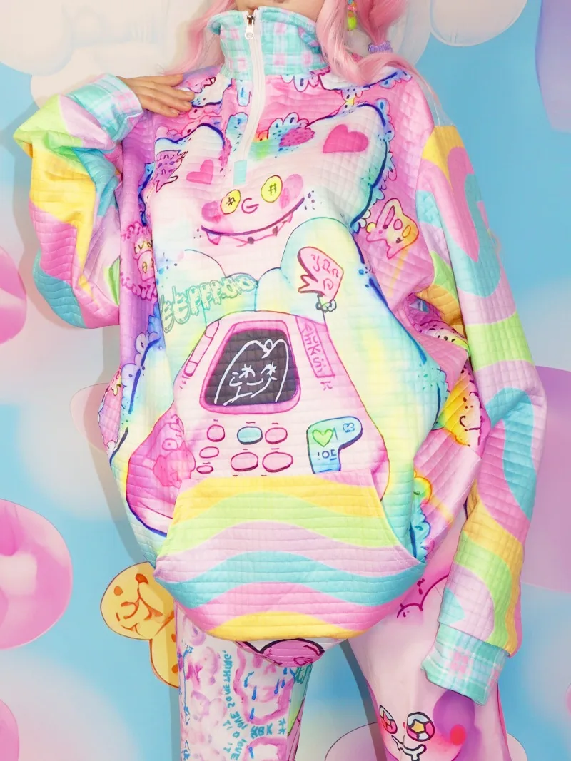 Original Design Sense Spring and Autumn Original Style Cute Girl Sense Dopamine Wear Sweater Zipper Jacket Soft For Girl