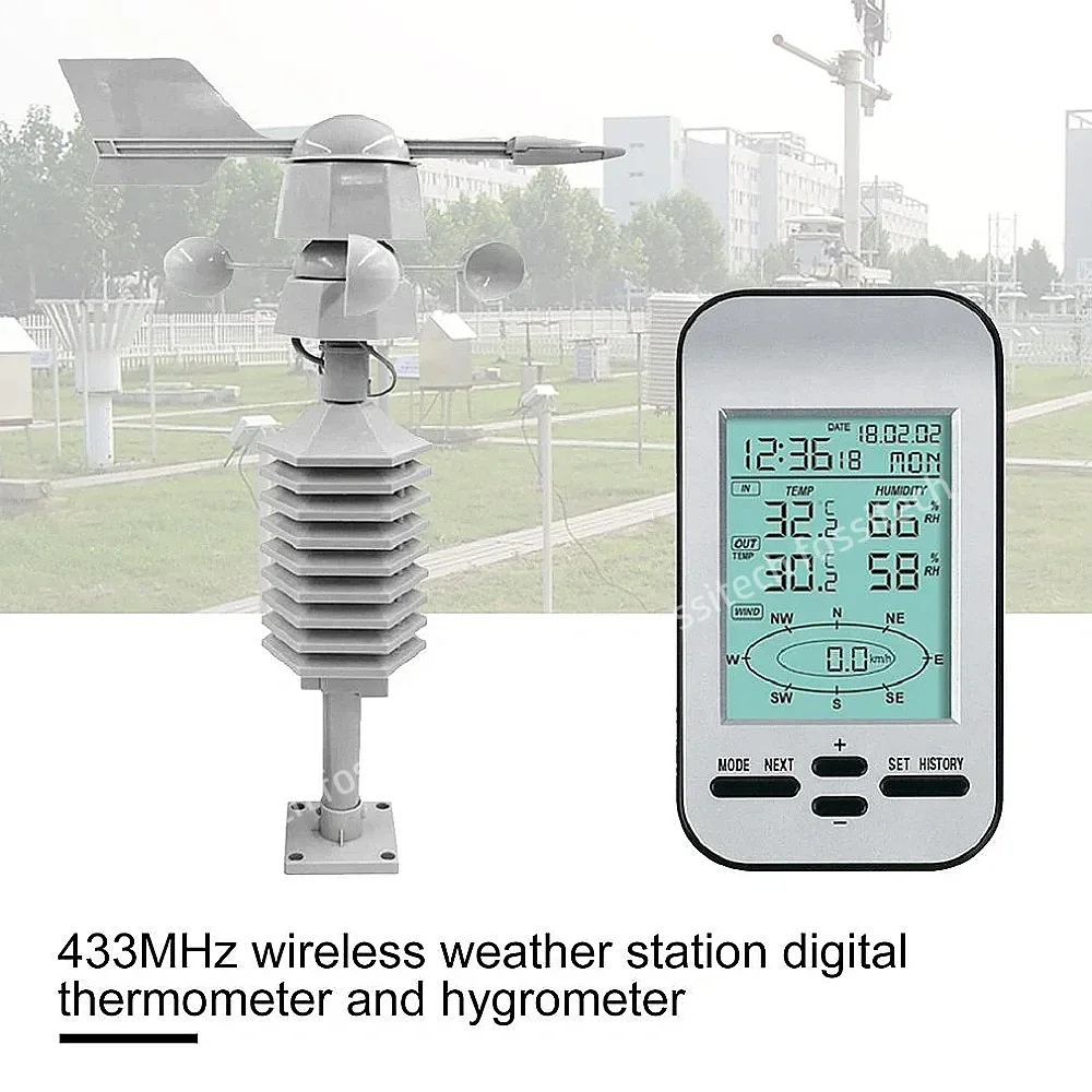 NEW! WS0232 Wireless Weather Station Anemometer Wind Speed Direction Sensor Meteorometer Digital Wind Temperature Humidity Meter