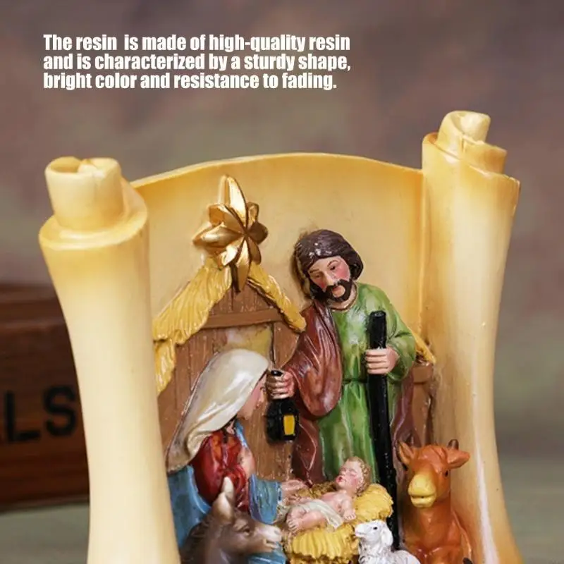 2025 New Christmas Nativity Decorative Figurine Resin Holy Family Statues Sculptures