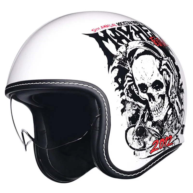 

Adult Motorcycle 3/4 Open Face Helmet with Visor Cafe Racer Cruiser DOT Approved Jet Helmet Scooter Moped Pilot Half Helm ABS