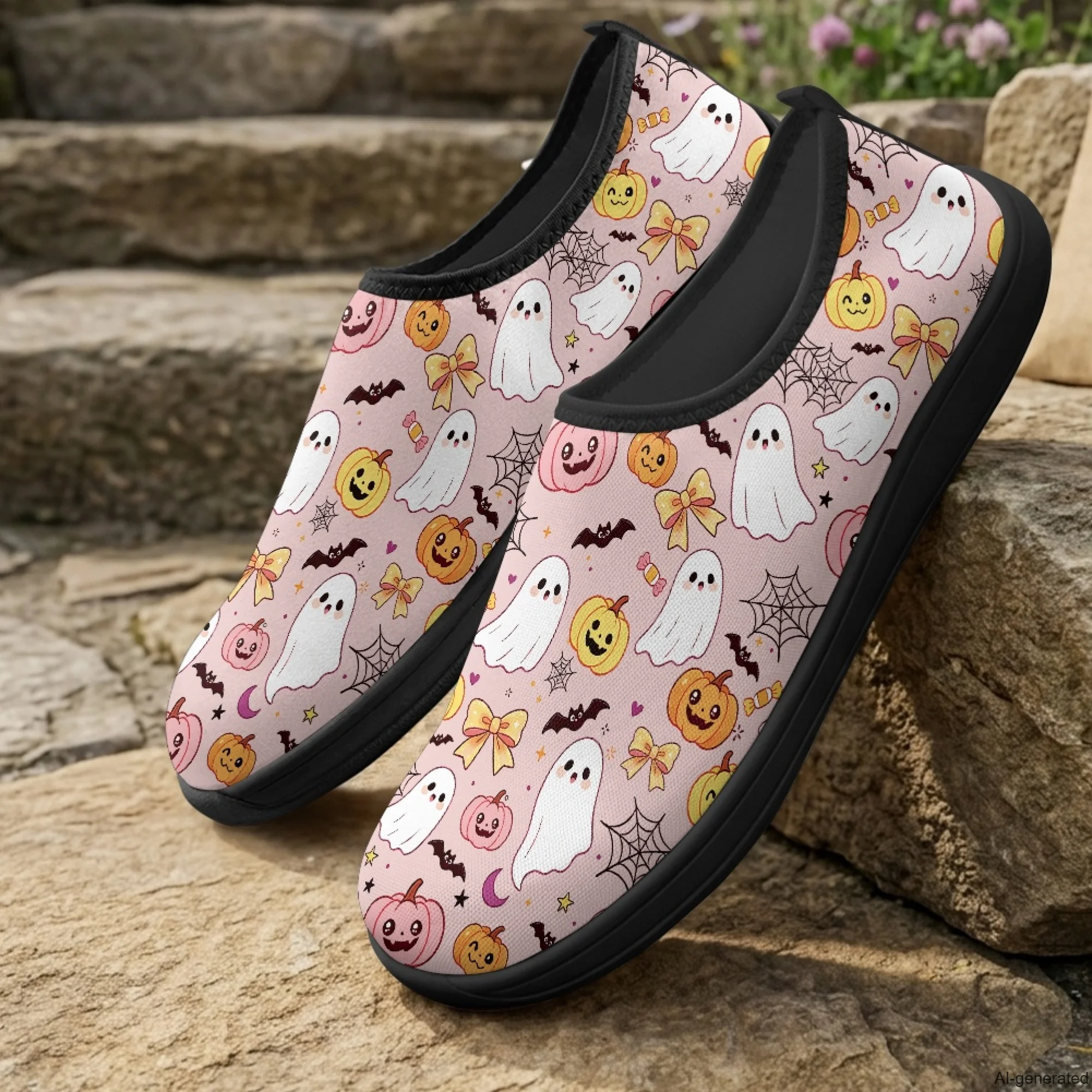 XIXIRIMIDO Slip-on Wide-toed Shoes Men's Breathable Mesh Shoes Halloween Ghosts Women Sneakers Man Shoes Tenis Feminino 36-46