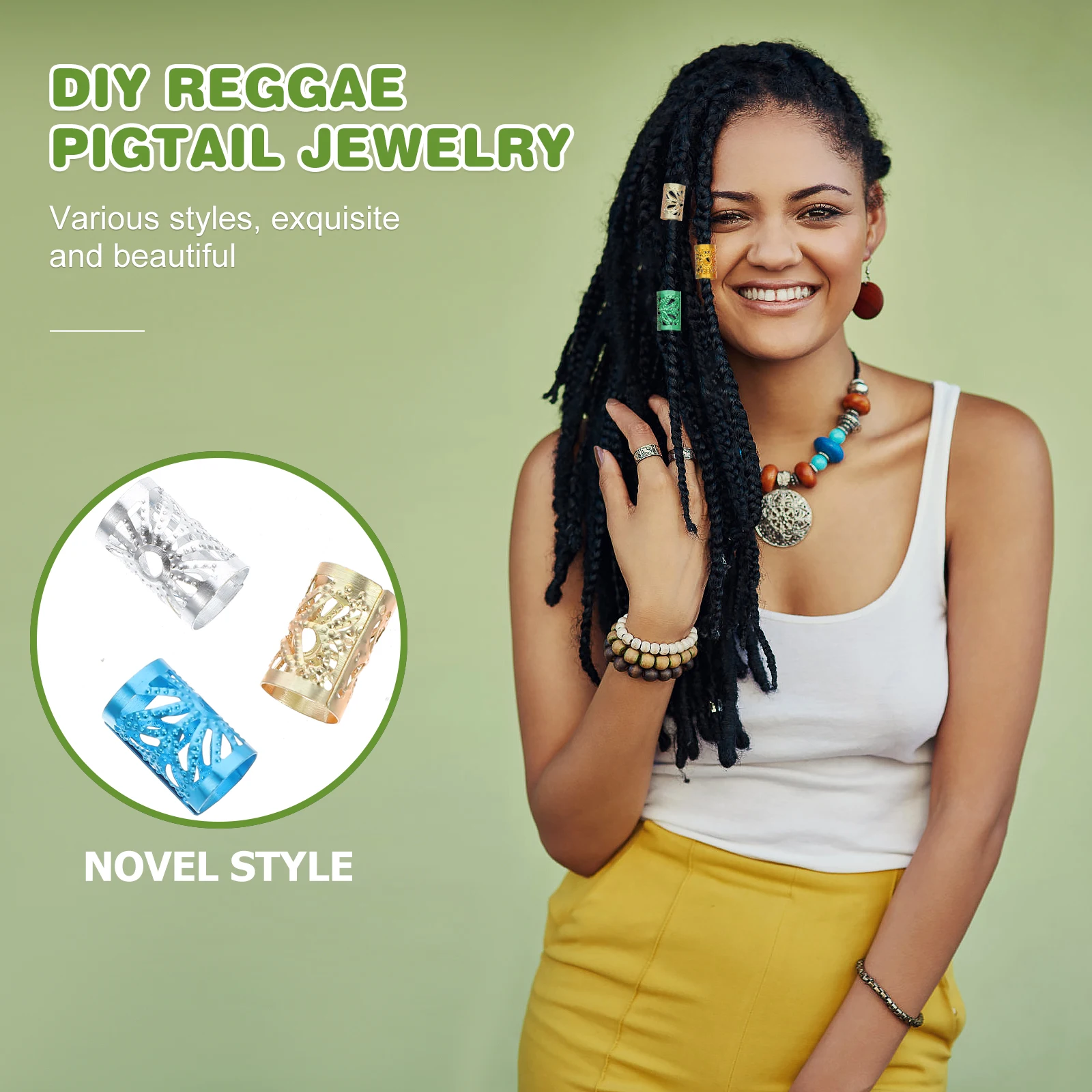 

100 Pcs Jewelry Colored Hair Extensions Travel Beads for Bobby Aluminum Mustache