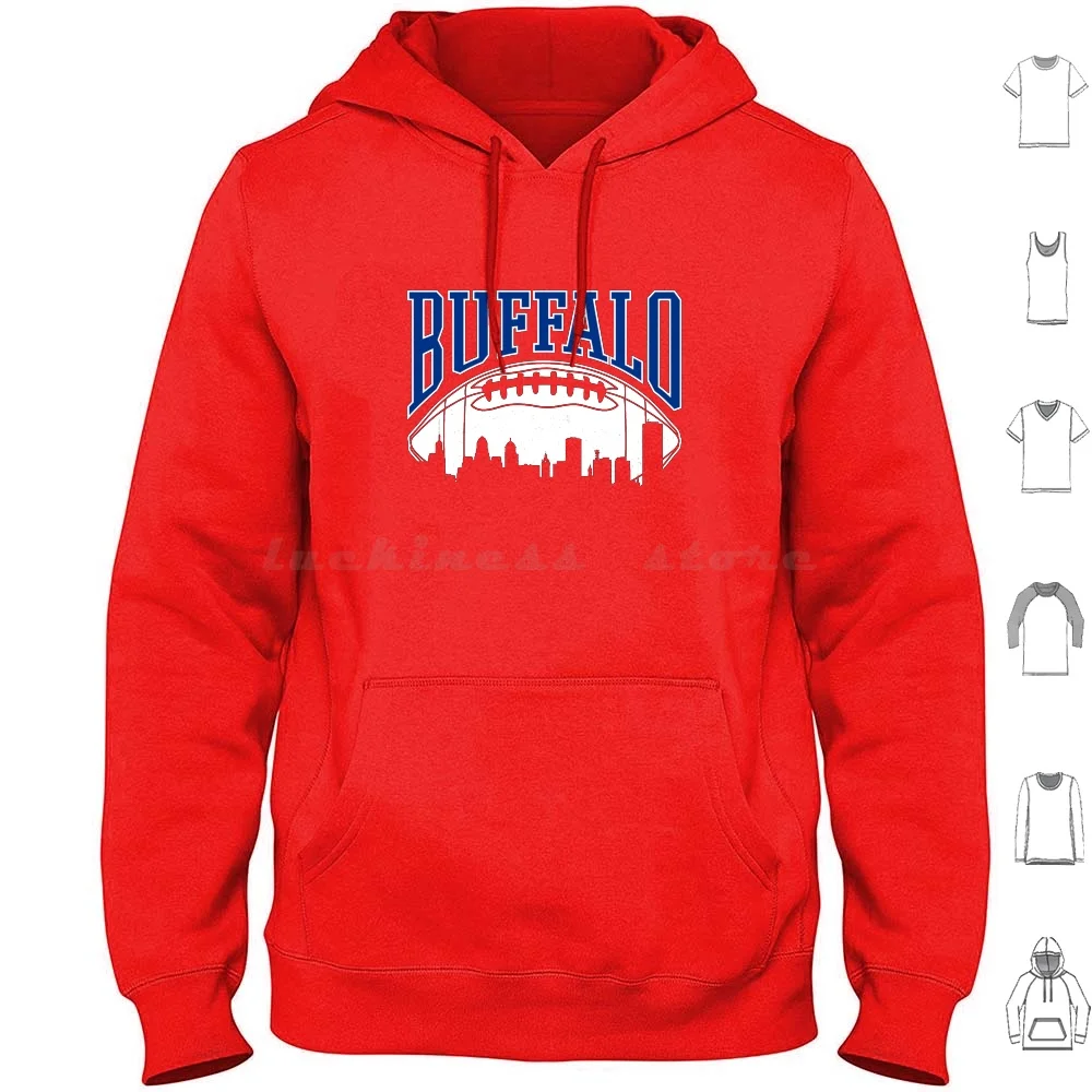 Vintage Buffalo Football Skyline New York Mafia Ny Sport Gift Hoodies Long Sleeve Bills Mafia Football Josh Allen Fans