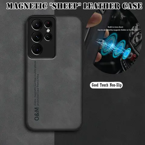 Magnetic Leather Phone Case For Samsung Galaxy S10 S20 S21 FE S22 S23 Plus Note 9 10 20 Ultra Build-in Magnet iron Soft Cover