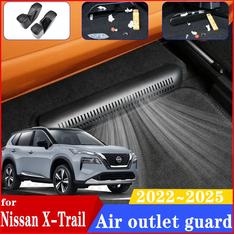 

For Nissan X-Trail T33 Accessories 2023 2022~2025 Car Under Seat Air Conditioner Duct Covers Cap Protection Footwell Accessories