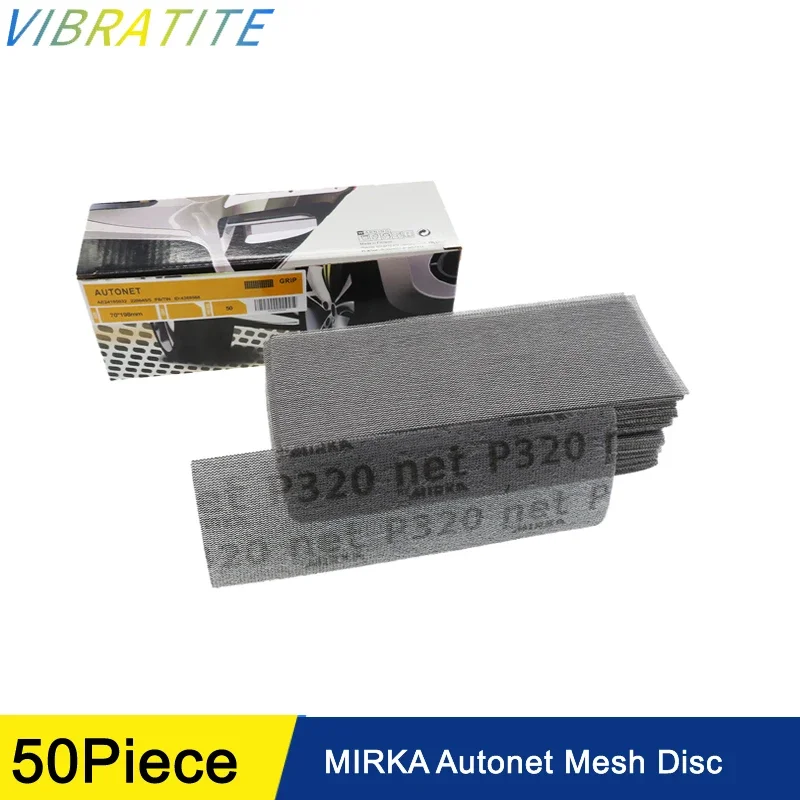 

50Pcs/Box Mirka Mesh Abrasive Sanding Discs Grit 80 to 320,70 x 198mm Hook Loop Anti-Blocking Net Sandpaper for Auto Woodworking